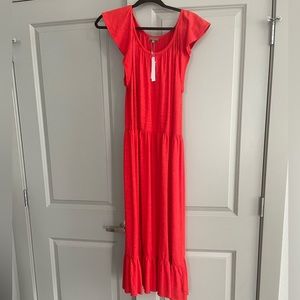 Lilla P red long dress with scoop neck